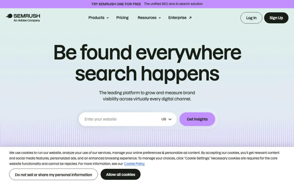 Semrush official homepage screenshot